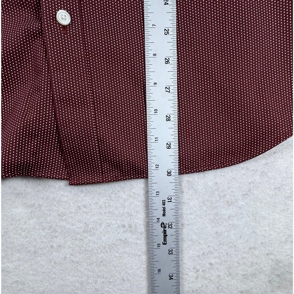 Banana Republic Mens Slim Fit Non-Iron Dress Shirt Burgundy Micro Dot Large L